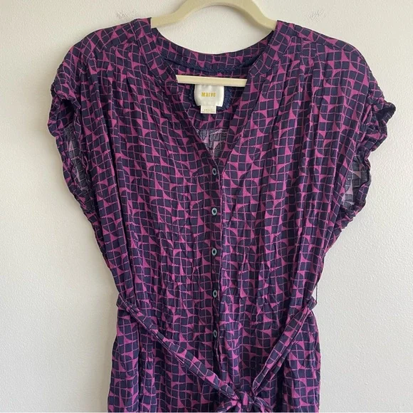 ANTHROPOLOGIE MAEVE KARSTEN GEOSCOPE BELTED JUMPSUIT SIZE SMALL geometric boho S - Picture 6 of 16